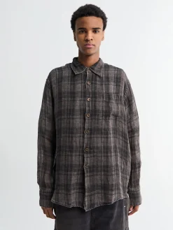 Above Shirt i Penumbra Check Sheercoat Linen