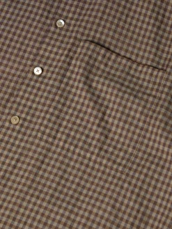 Airy Light Cotton Check Big Shirt i Brun Gingham Check