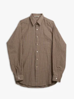 Airy Light Cotton Check Big Shirt i Brun Gingham Check