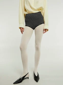 Alissa Striped Knit Trusser i Sort and Hvid Striber