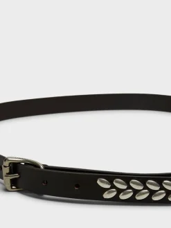 Almond Stud Belt i Mørkebrun