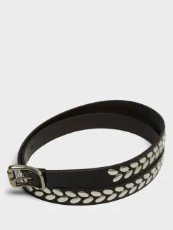 Almond Stud Belt i Mørkebrun