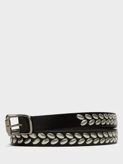 Almond Stud Belt i Mørkebrun
