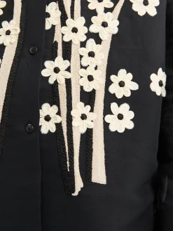 Argo Top Floral Embroidery i Sort