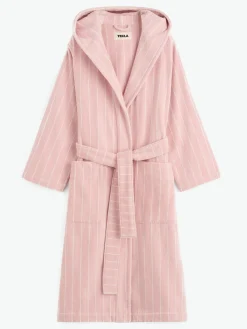 Badekåbe med hætte i Shaded Pink Stripes