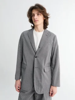 3B Anywhere(wear) Jakke Seersucker Plaid i Sort og Grå