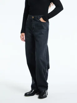 Barrel Jeans i Washed Black