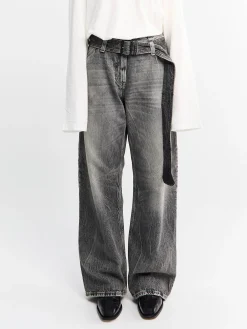 Belted Jeans i Washed Black