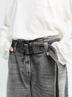 Belted Jeans i Washed Black