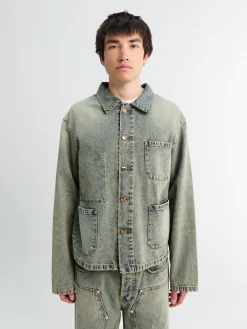 Bill Cropped Teawash Denim Workwear Jacket i Blue Teawash