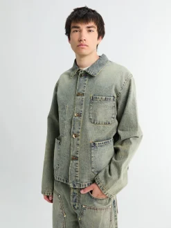 Bill Cropped Teawash Denim Workwear Jacket i Blue Teawash