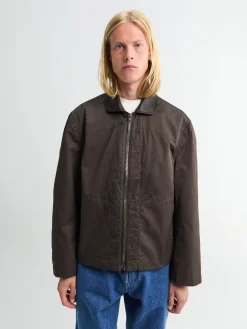 Blouson med læderkrave i Risretto