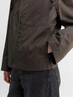 Blouson med læderkrave i Risretto