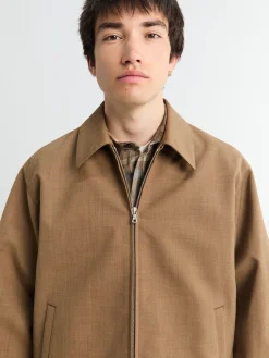 Bonded Tropical Wool Zip Blouson i Top Brown