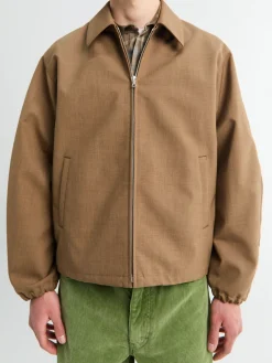 Bonded Tropical Wool Zip Blouson i Top Brown