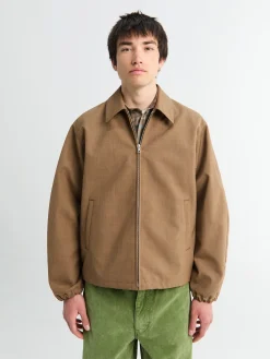 Bonded Tropical Wool Zip Blouson i Top Brown