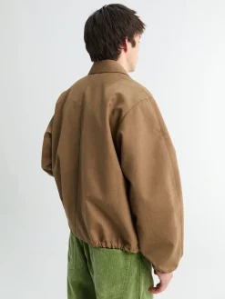 Bonded Tropical Wool Zip Blouson i Top Brown