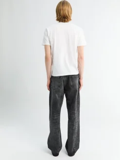 Brede Twist Jeans i Dybsort Slidt