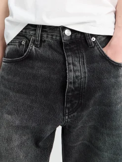Brede Twist Jeans i Dybsort Slidt