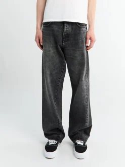 Brede Twist Jeans i Dybsort Slidt
