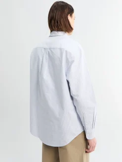 Button Down Oxford Skjorte i Blå Stribe