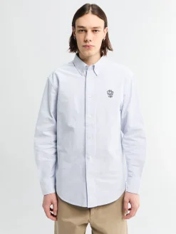 Button Down Oxford Skjorte i Blå Stribe
