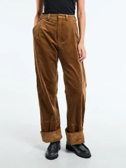 Corduroy Box Trousers i Cognac