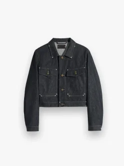 Cropped Blouson med Studs i Slate
