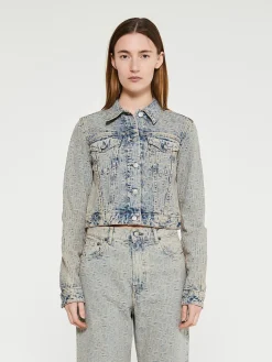 Denim Jakke i Blå og Beige