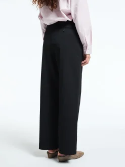 Double Pleated Wide Slacks i Sort