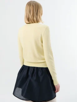 Essential Crewneck Knit Cardigan i Lemon