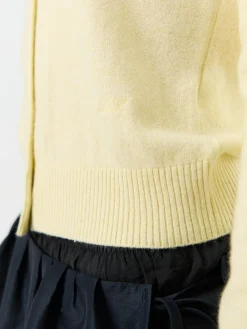 Essential Crewneck Knit Cardigan i Lemon