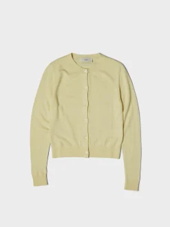 Essential Crewneck Knit Cardigan i Lemon