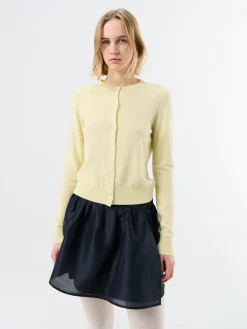 Essential Crewneck Knit Cardigan i Lemon
