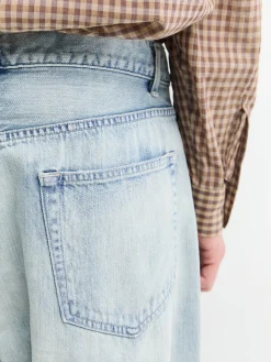 Faded Selvedge Light Denim Wide Pants i Lyseblå Indigo