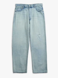 Faded Selvedge Light Denim Wide Pants i Lyseblå Indigo