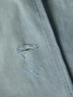 Faded Selvedge Light Denim Wide Pants i Lyseblå Indigo
