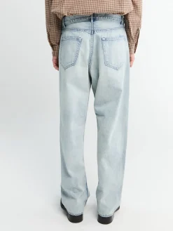 Faded Selvedge Light Denim Wide Pants i Lyseblå Indigo