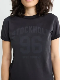Fitted Logo T-shirt i Falmet Blå