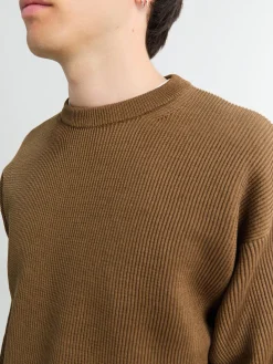 Flat Yarn Rib Knit i Lysebrun