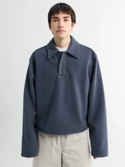 Fleece Polo i Ardoise