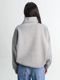 Fleece Sweatshirt with Logo i Grey Melange