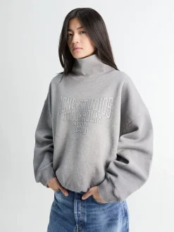 Fleece Sweatshirt with Logo i Grey Melange