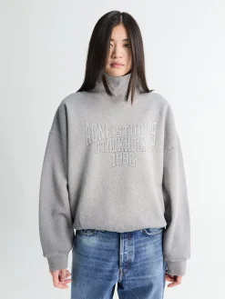 Fleece Sweatshirt with Logo i Grey Melange