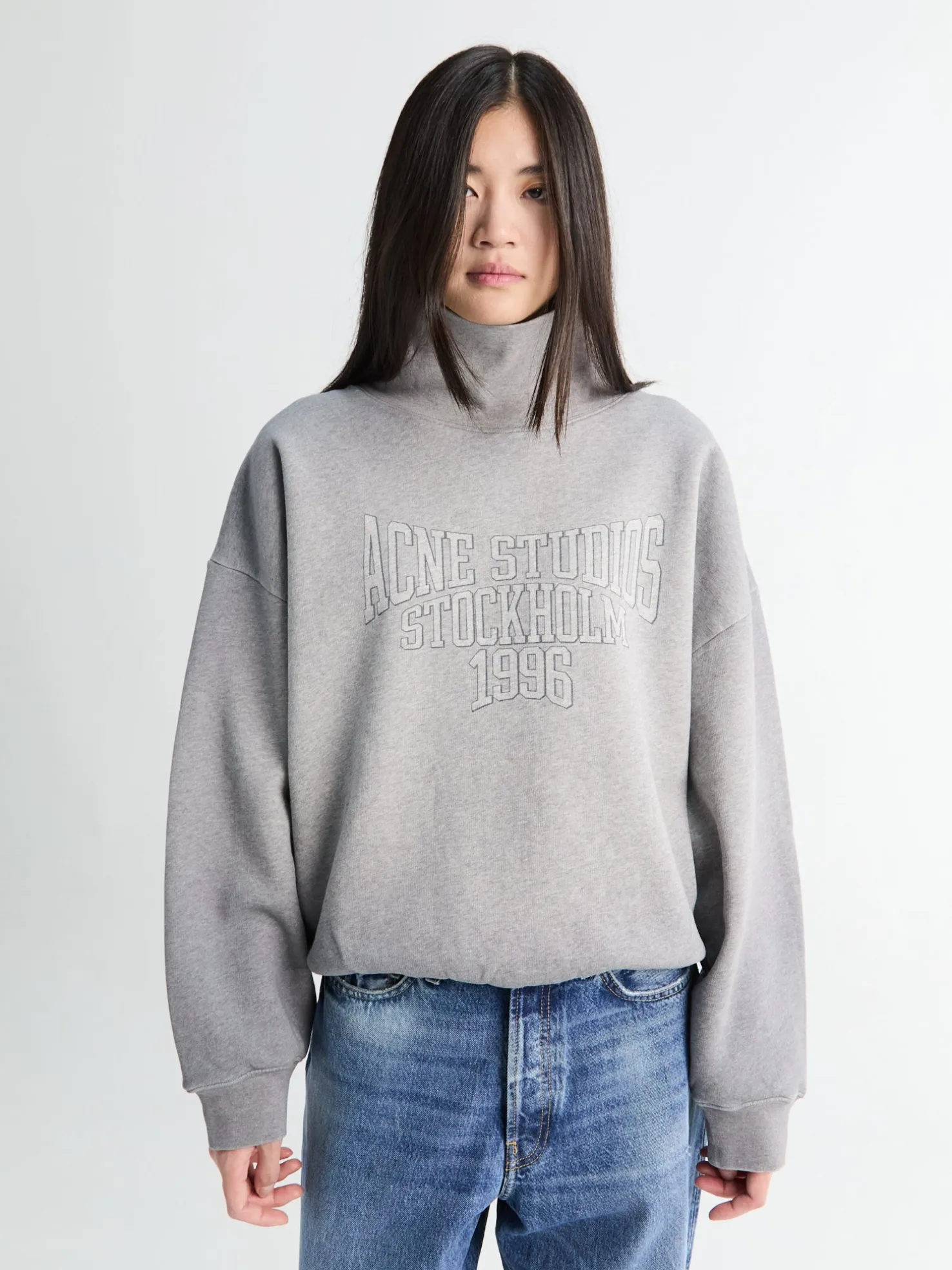 Fleece Sweatshirt with Logo i Grey Melange