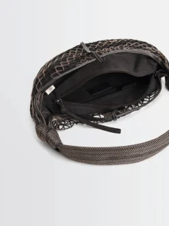 Fortune Croissant Filt Taske i Chevron Marron Glacé og Sort