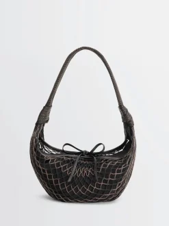 Fortune Croissant Filt Taske i Chevron Marron Glacé og Sort