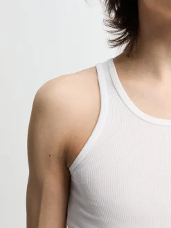 Francis Jersey Rib Cotton Tank Top i Hvid