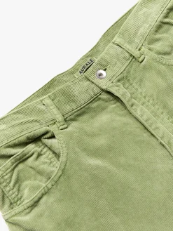 Garmentfarvede Finx Corduroy 5P Brede Bukser i Støvet Grøn