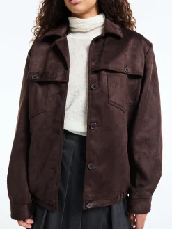 Hester Faux Suede Jakke i Brun